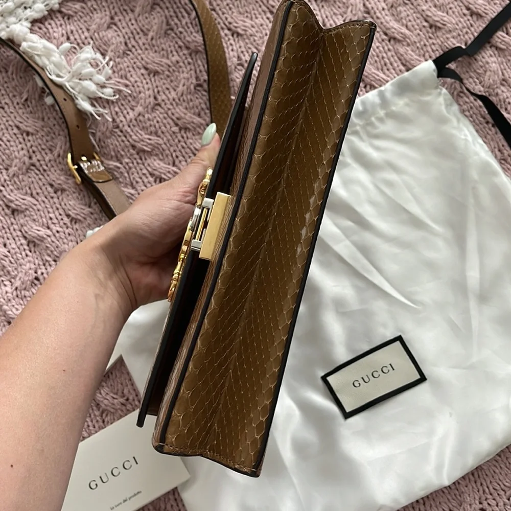 GUCCI New Zumi Beige snake skin Small Shoulder Bag